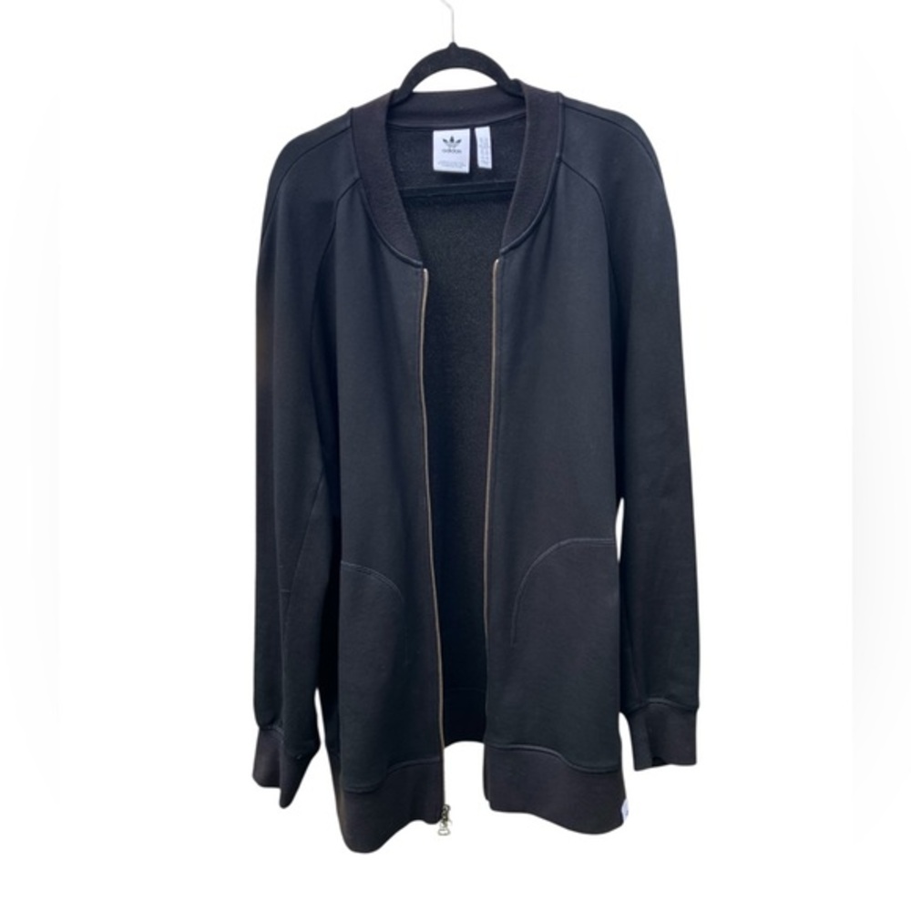 Adidas Men’s Casual Oversized Jacket Size 2XL Black Zip‎ Up Athleisure